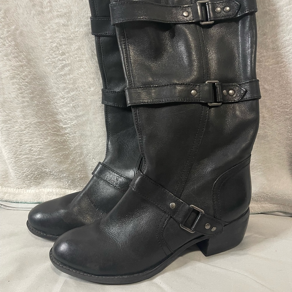 Women's Nurture Durado Black Knee High Leather Buckle Boots